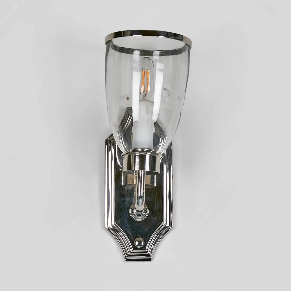 Westbrook Wall Light with Glass Shade Shiny Nickel