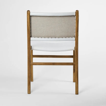 Marvin Dining Chair Leather at The Back - White