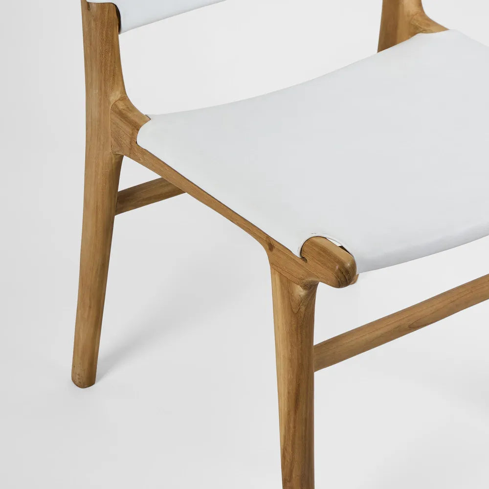 Marvin Dining Chair Leather at The Back - White