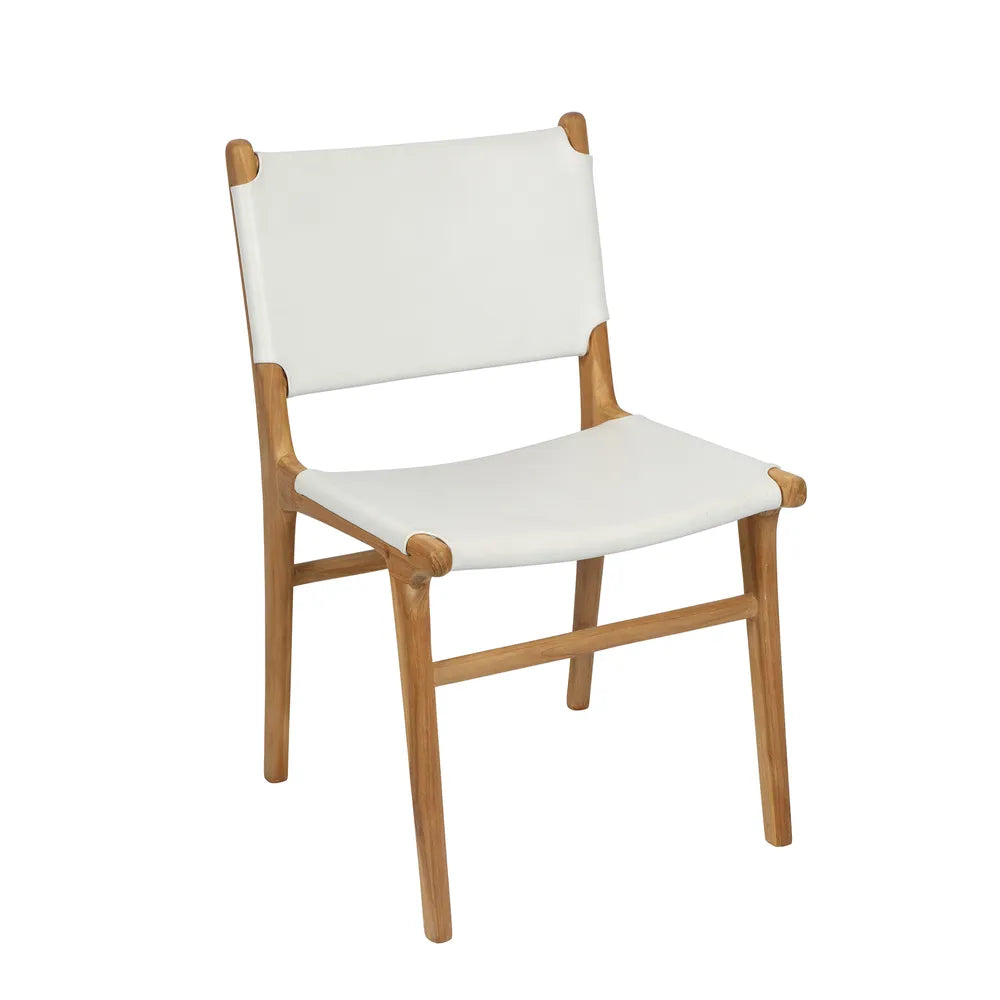 Marvin Dining Chair Leather at The Back - White