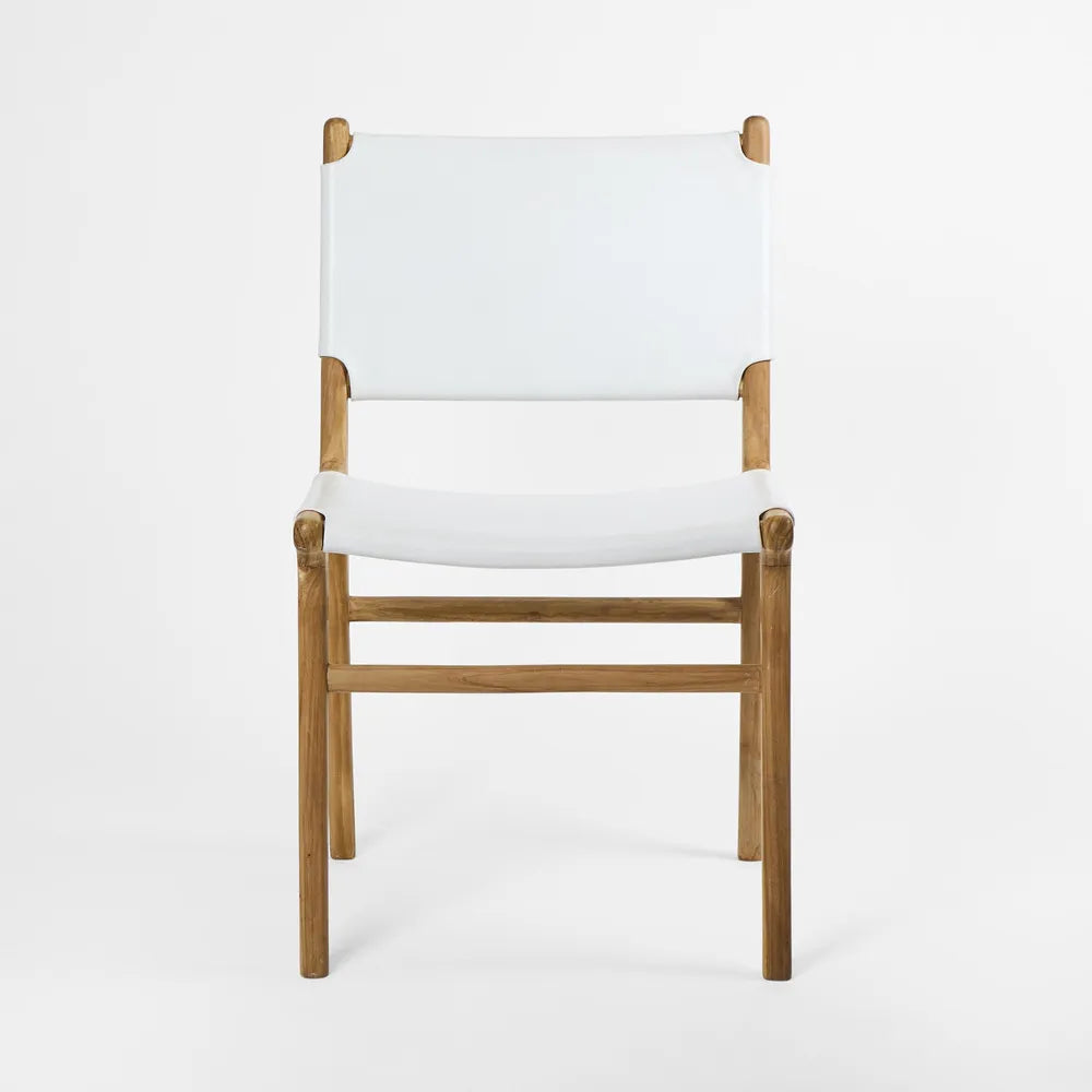 Marvin Dining Chair Leather at The Back - White