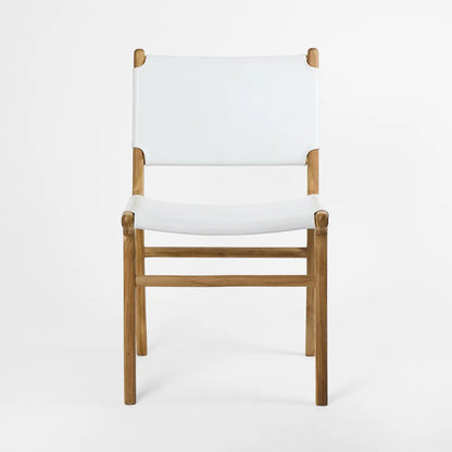 Marvin Dining Chair Leather at The Back - White