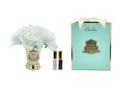 Seven Rose Bouquet - Ivory White - Gold